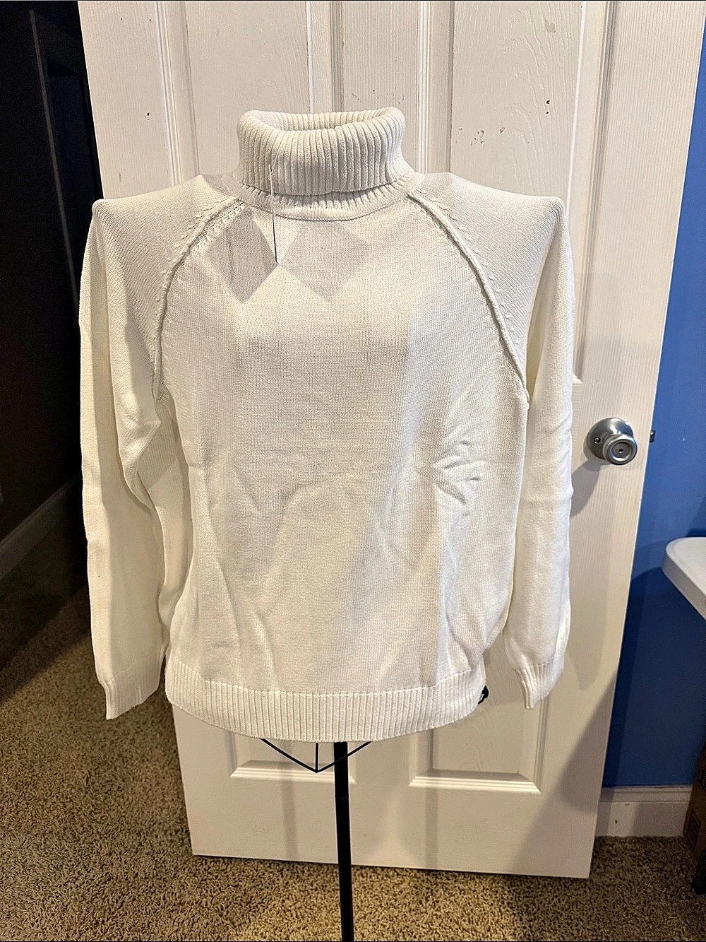 Karen Scott Jersey Turtleneck Sweater Cotton White Size XL NWT NEW